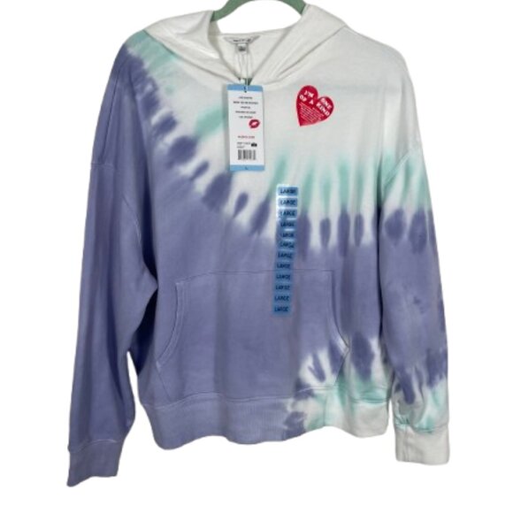Wildfox NEW women's French Terry Relaxed Fit Tie-Dye Hoodie Peri Shibori Size L - Picture 5 of 10